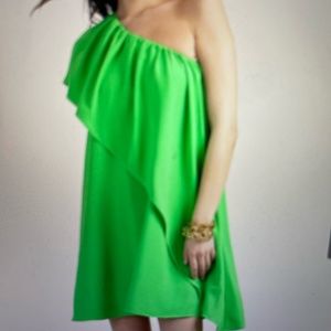 Bright Green Trina Turk One Shoulder Dress